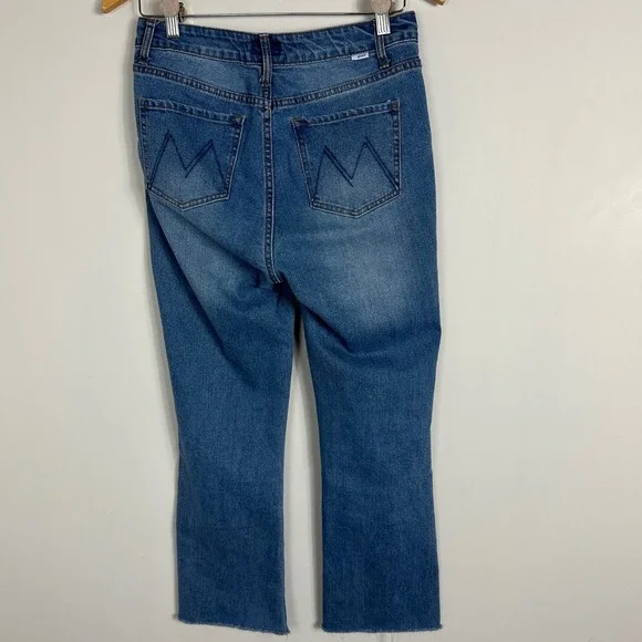Mother Huffy Flood Jeans Blue Womens Size 27 Crop Flare Stretch Denim USA Made - Picture 3 of 14